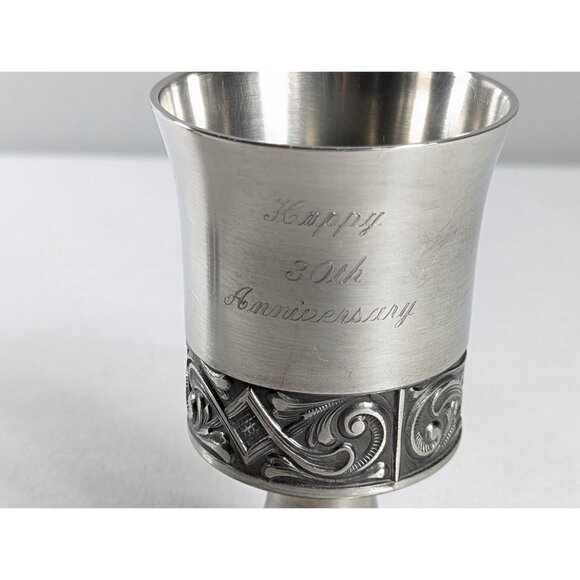 Set 2 MCM 30th Anniversary Selandia Norway Rosemal Acanthus Pewter Wine Glasses - Picture 2 of 7